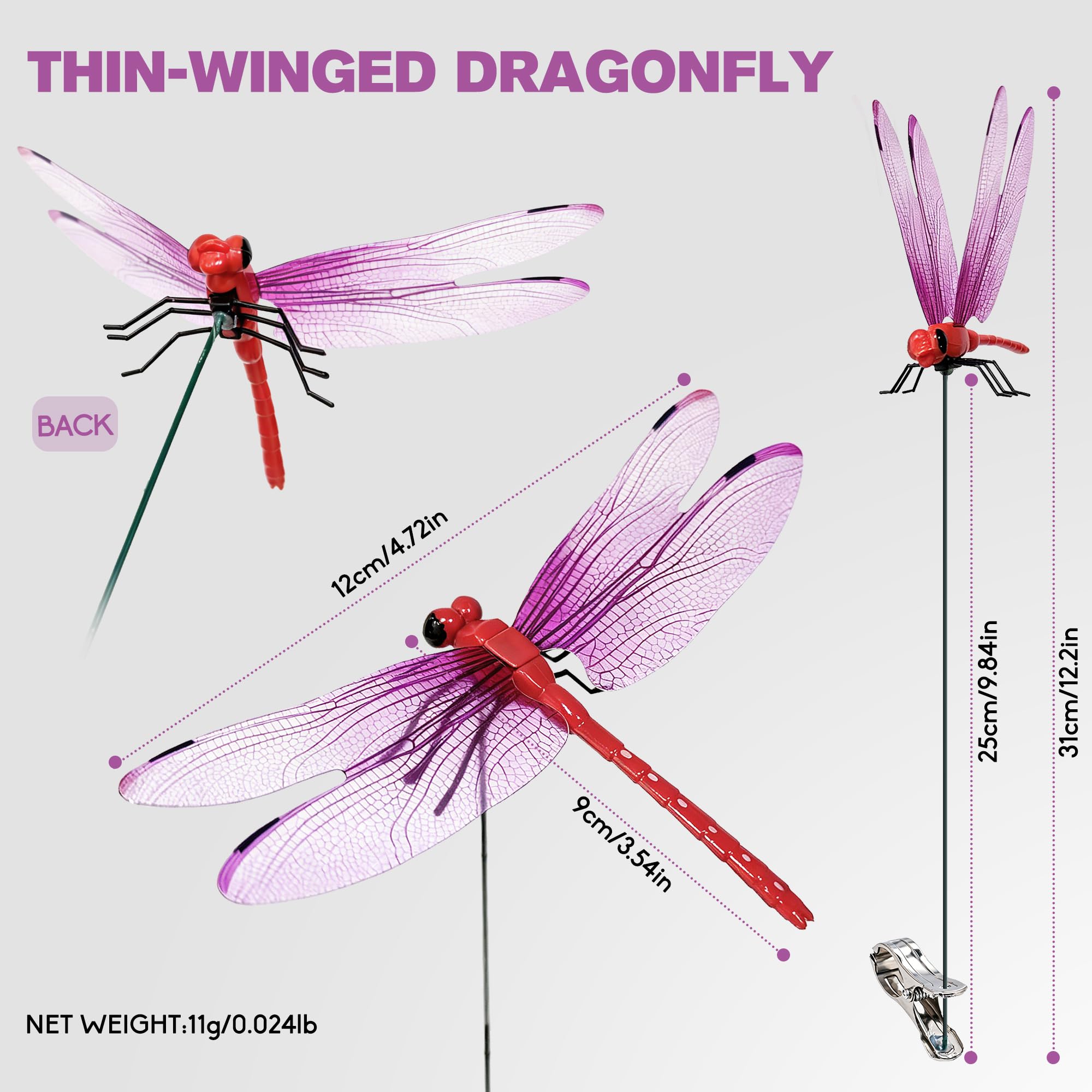 Dragonfly Garden Clips & Stakes (12PCS)