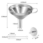 Stainless Steel Kitchen Funnel for Filling Bottles. Transferring Liquid. Oil. Juice. Milk