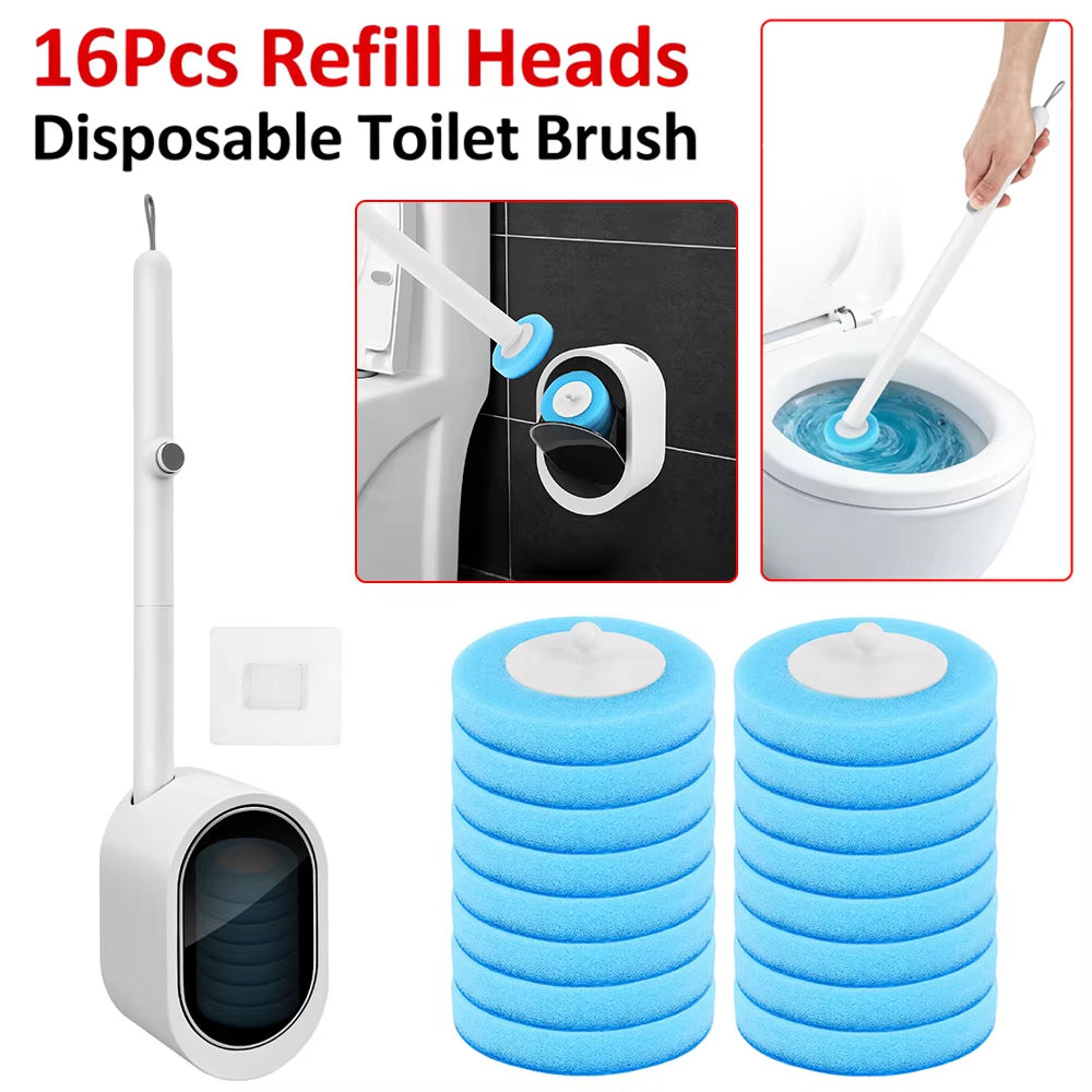 Disposable Toilet Brush Set with Wall Holder