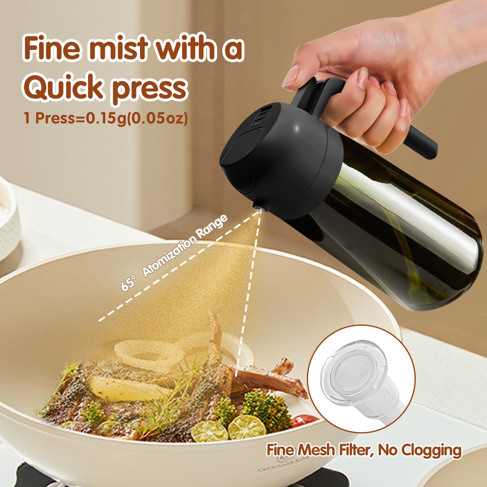 Multifunctional 2-in-1 Olive Oil Sprayer & Dispenser Bottle