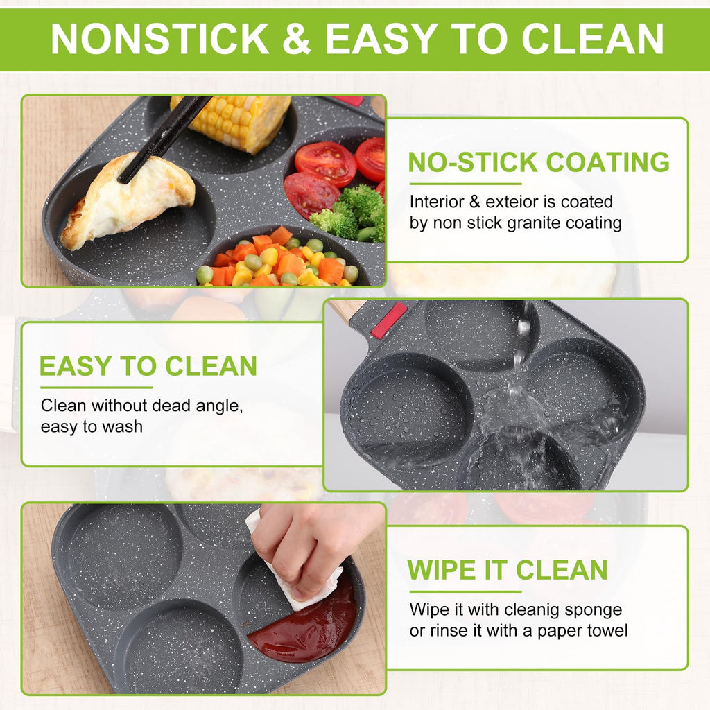 Egg Pan Omelette Pan. 4-Cup Nonstick Egg Frying Pan