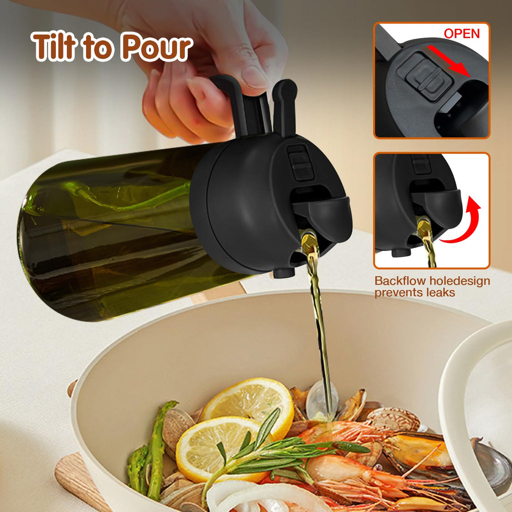Multifunctional 2-in-1 Olive Oil Sprayer & Dispenser Bottle