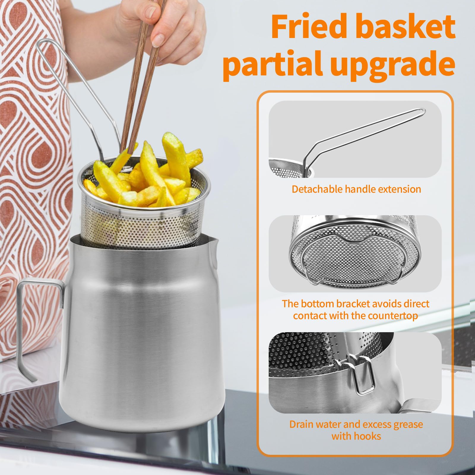 Stainless Steel Oil Filter Pot with Deep Fryer Basket (68oz)