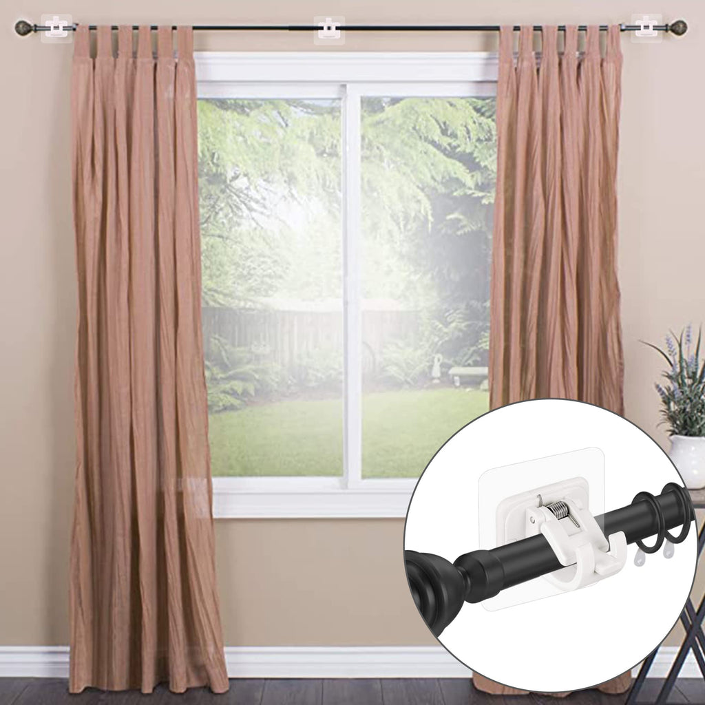 Self Adhesive No Drill Adjustable Curtain Rod Holder Hooks (8PCS)