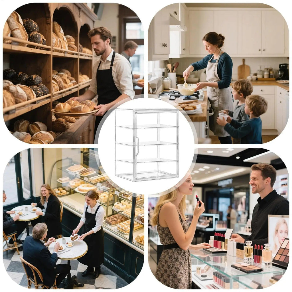 Clear 4-Tier Acrylic Bakery Display Case Bread Storage Box