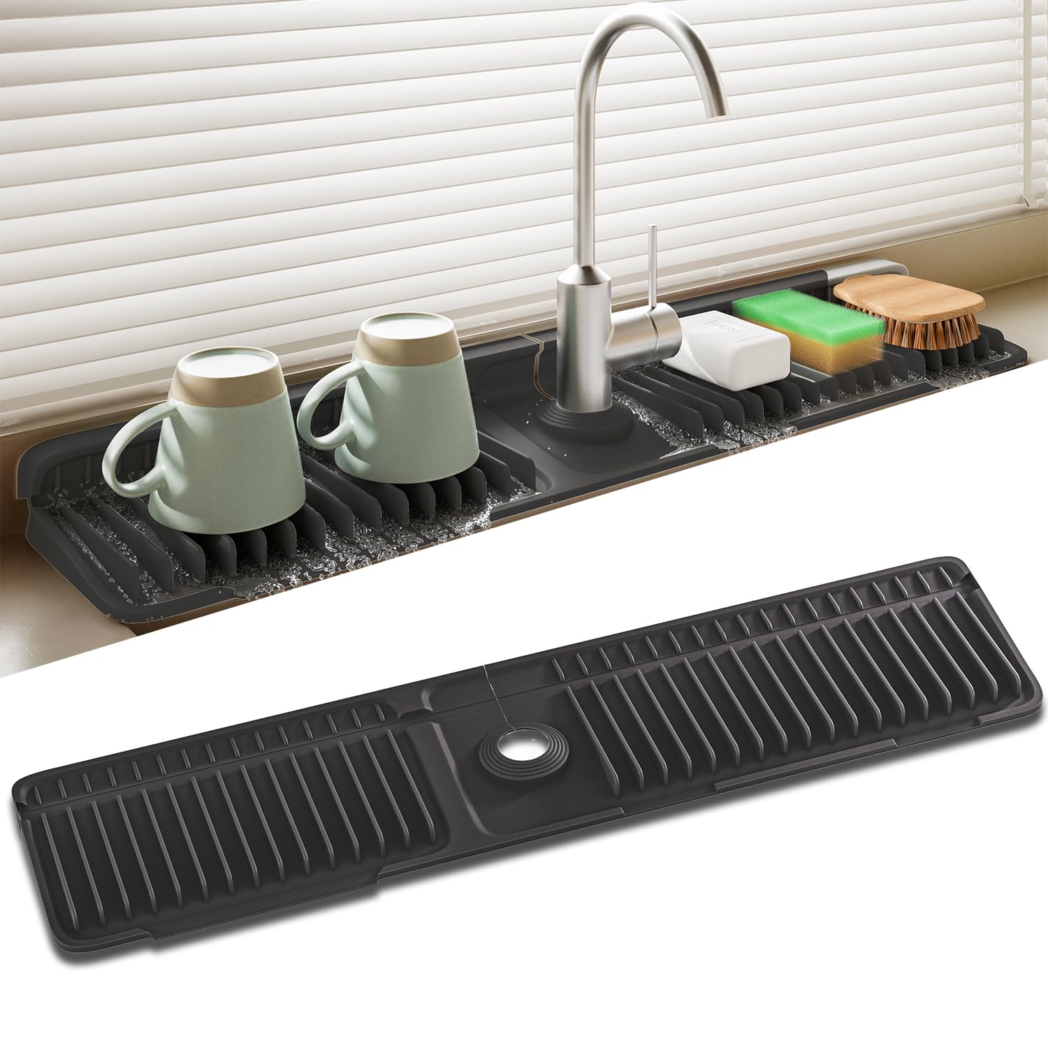 Faucet Mat for Kitchen Sink. Silicone Sink Splash Guard