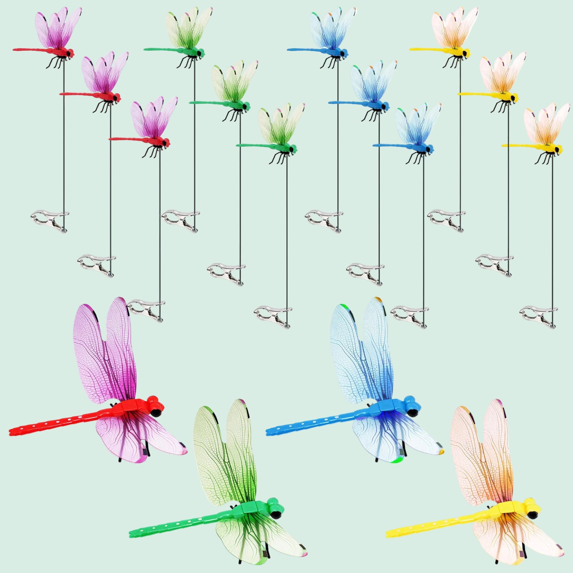 Dragonfly Garden Clips & Stakes (12PCS)