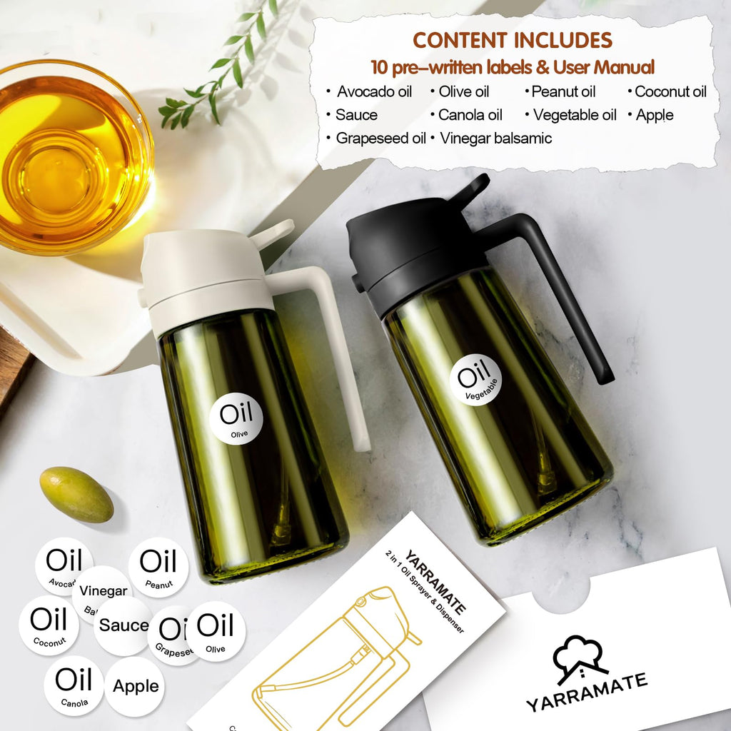 Multifunctional 2-in-1 Olive Oil Sprayer & Dispenser Bottle