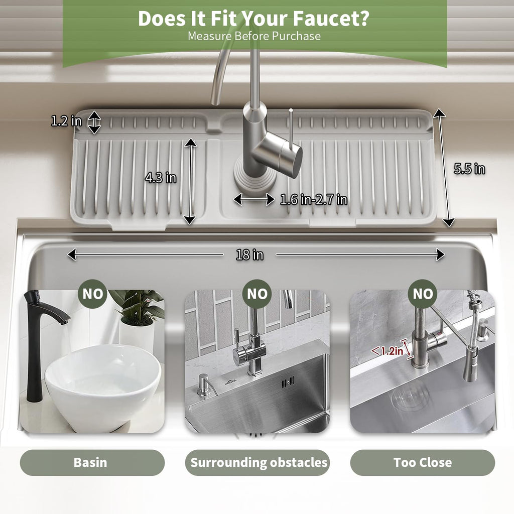 Faucet Mat for Kitchen Sink. Silicone Sink Splash Guard
