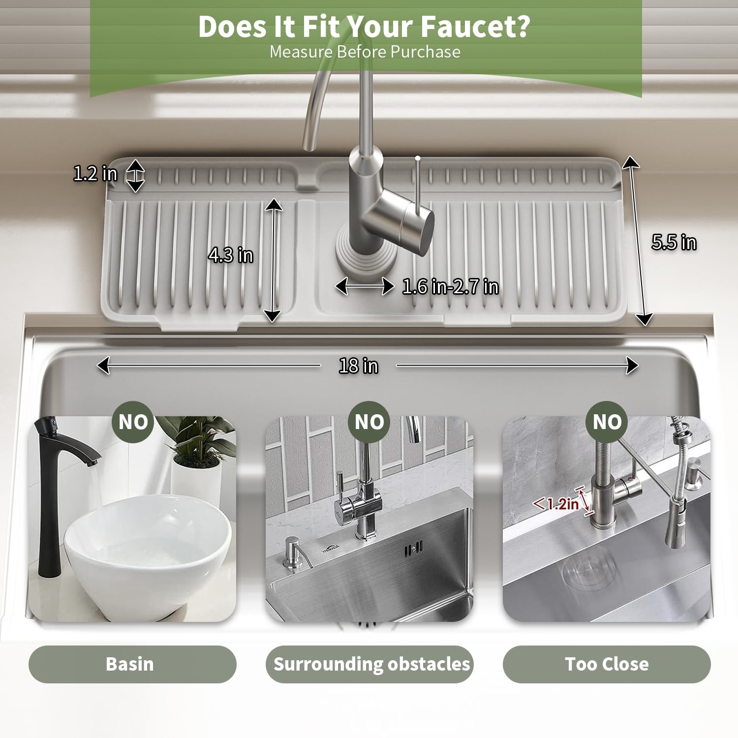 Faucet Mat for Kitchen Sink. Silicone Sink Splash Guard