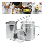 Stainless Steel Oil Filter Pot with Deep Fryer Basket (68oz)