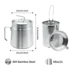 Stainless Steel Oil Filter Pot with Deep Fryer Basket (68oz)