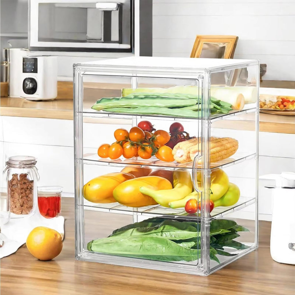 Clear 4-Tier Acrylic Bakery Display Case Bread Storage Box
