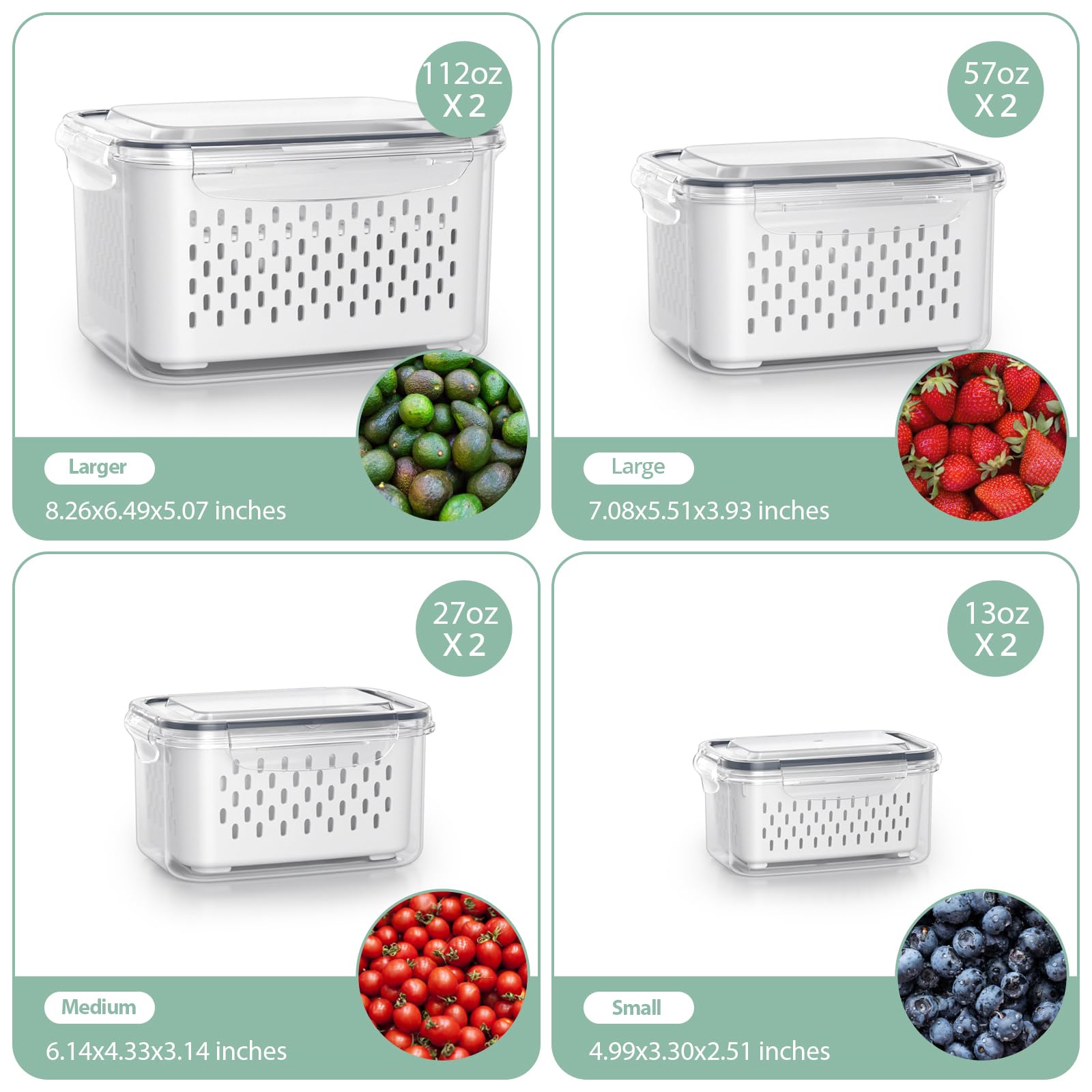Fruit Storage Containers for Fridge (8PCS)