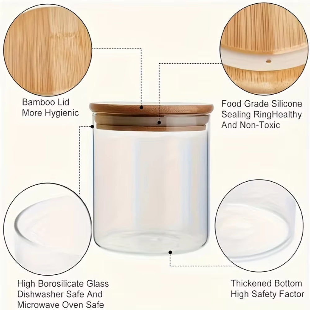 Glass Spice Jars with Bamboo Lids & Labels (12PCS)