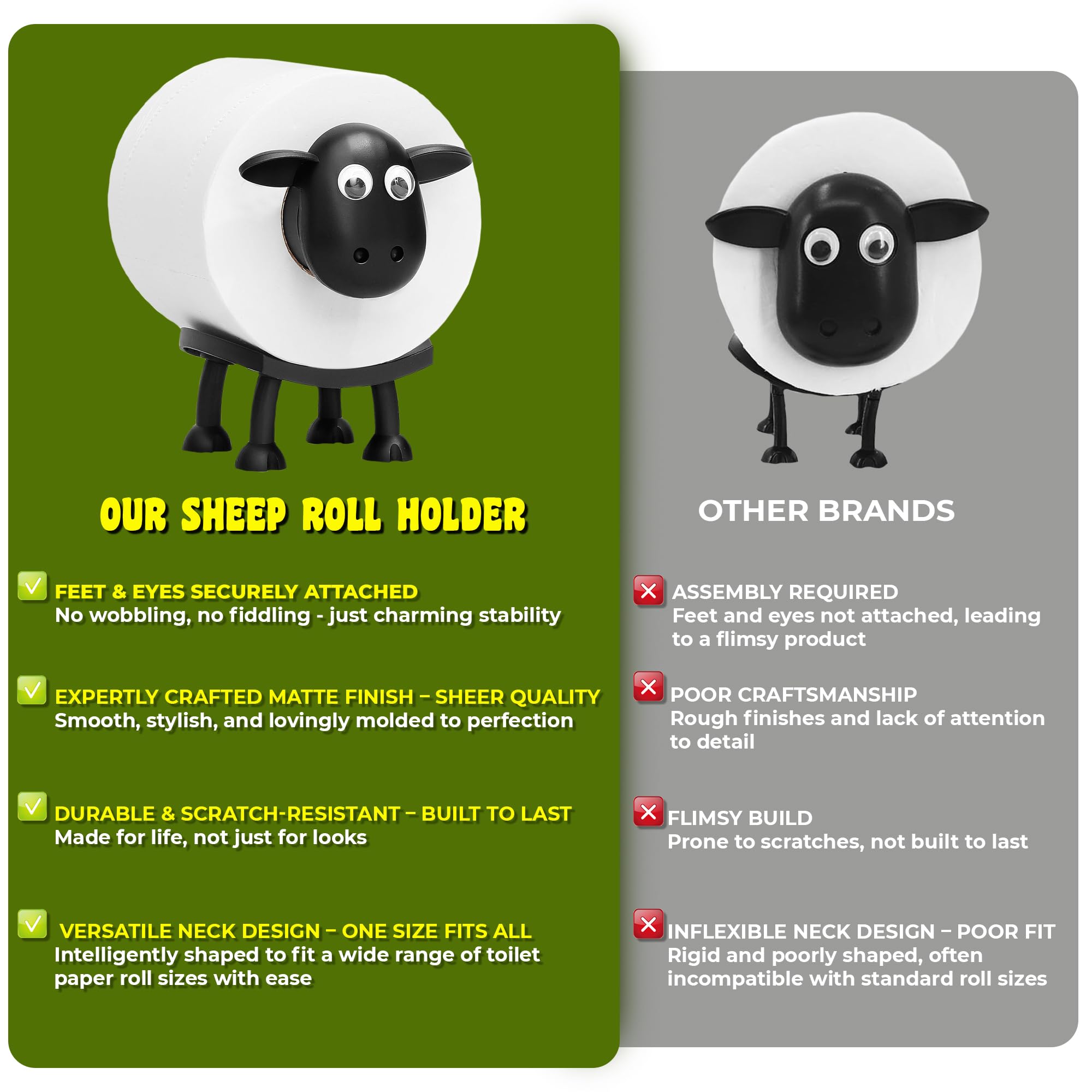 Funny Sheep Toilet Paper Holder Stand (3pcs)