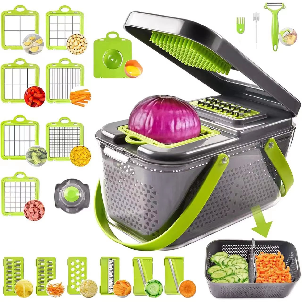 Multifunctional 22-in-1 Vegetable Chopper Adjustable Slicer Cutter