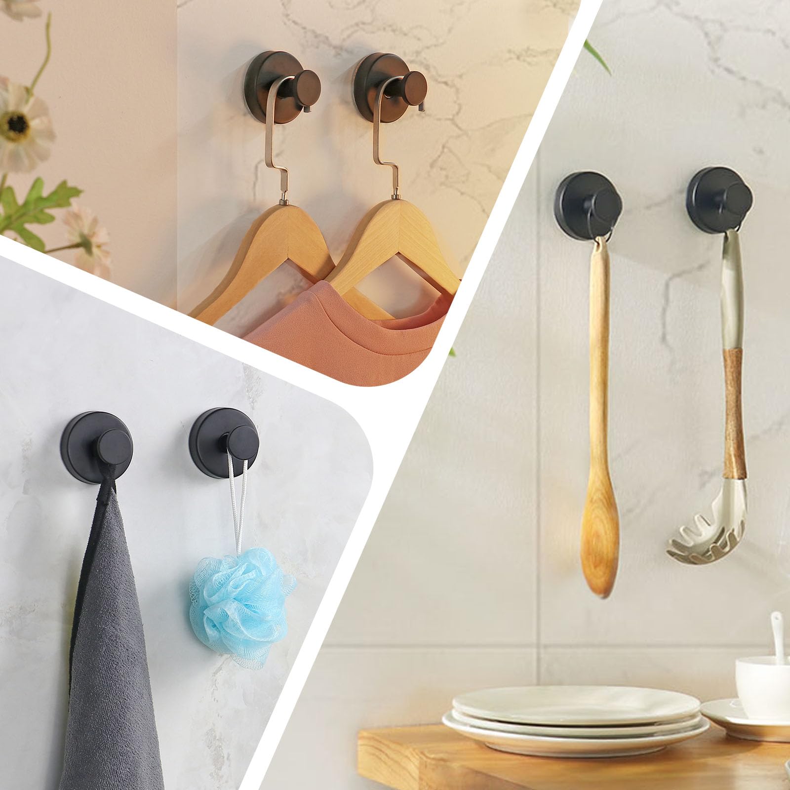 Suction Cup Shower Hooks Stainless Steel (4PCS)