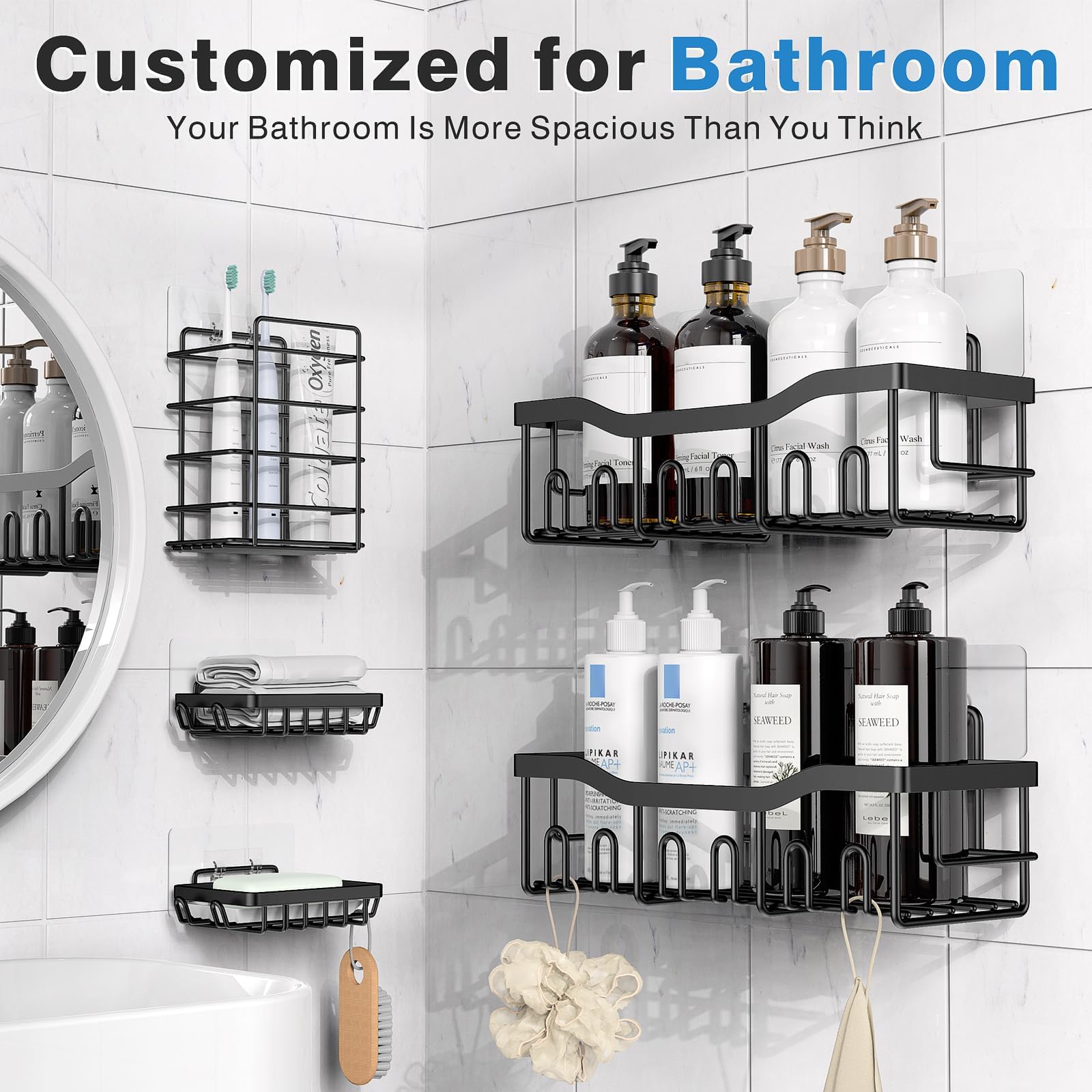 Rustproof Stainless Steel Bath Organizers (5 Pack)
