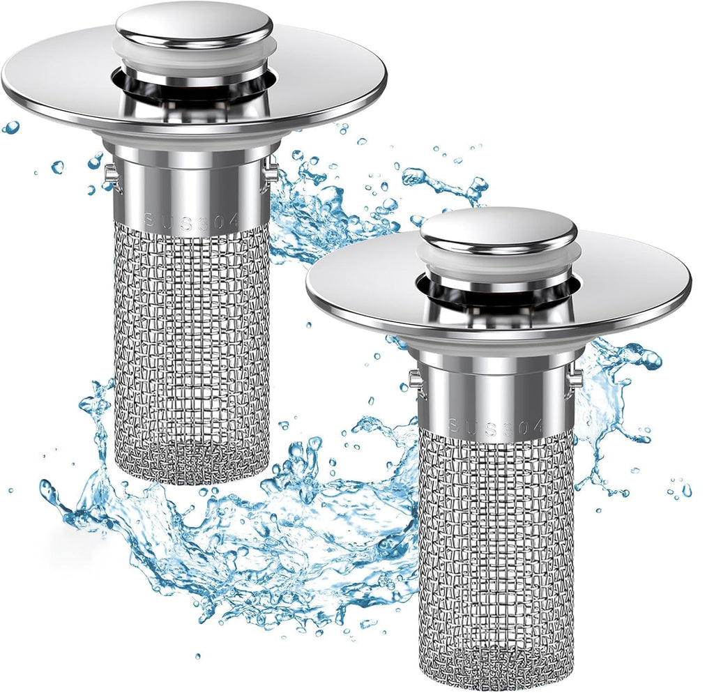 Bathroom Sink Stopper & Hair Catcher (2 Pack)
