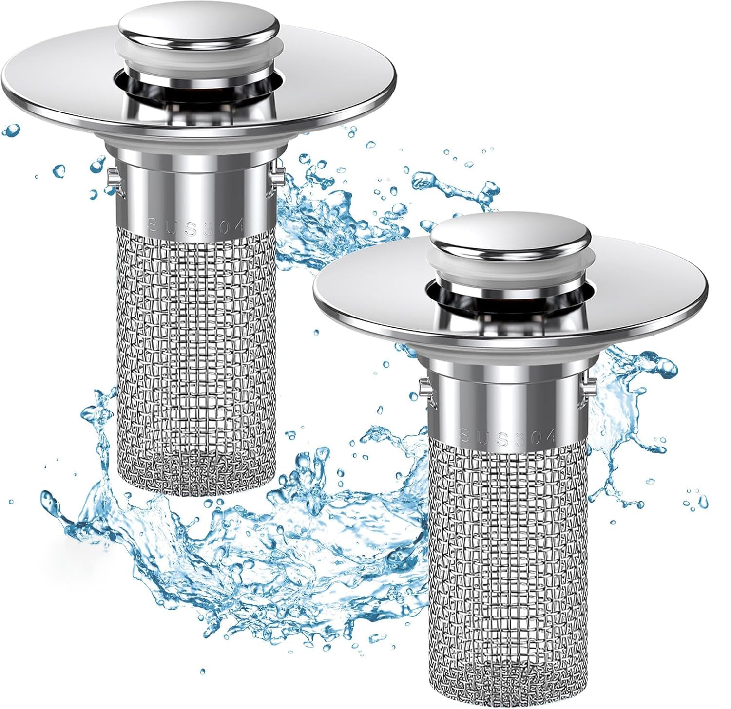 Bathroom Sink Stopper & Hair Catcher (2 Pack)
