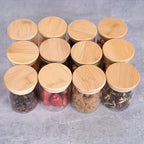 Glass Spice Jars with Bamboo Lids & Labels (12PCS)