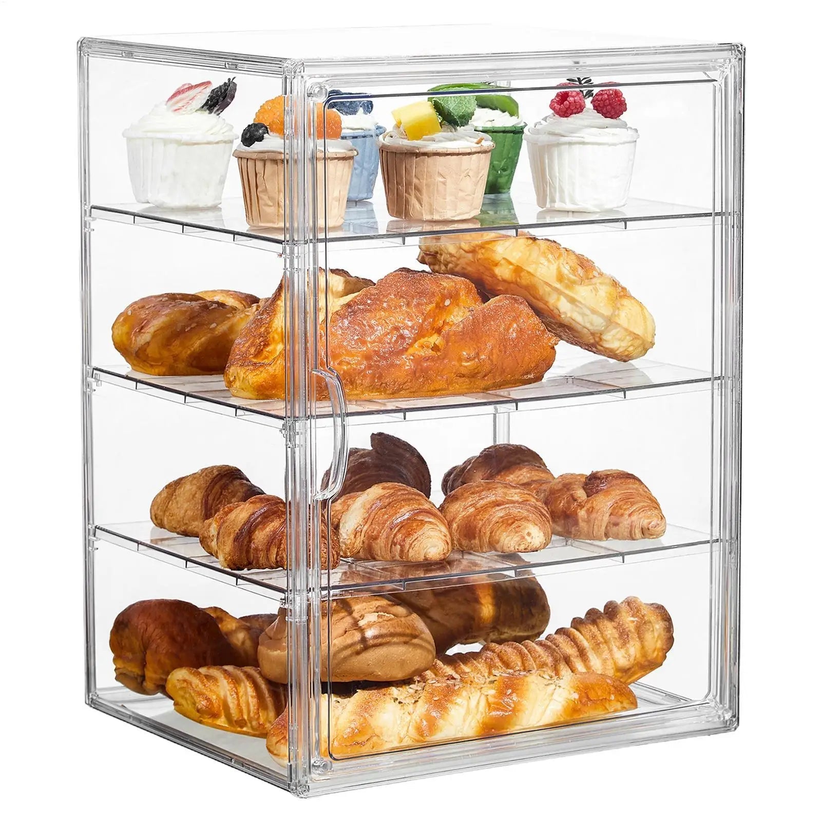 Clear 4-Tier Acrylic Bakery Display Case Bread Storage Box
