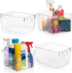 Clear Plastic Storage Bins for Pantry Organization (4 PCS)