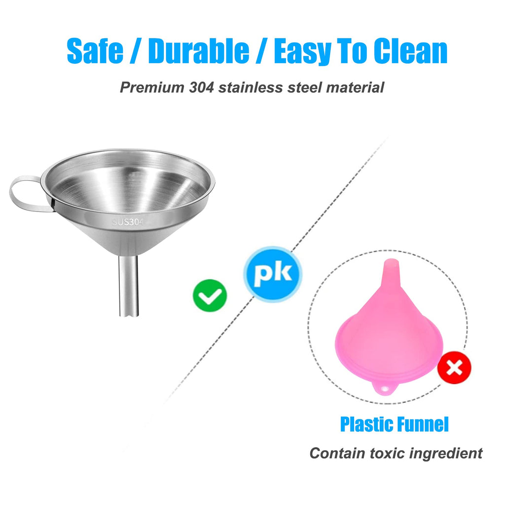 Stainless Steel Kitchen Funnel for Filling Bottles. Transferring Liquid. Oil. Juice. Milk