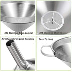 Stainless Steel Kitchen Funnel for Filling Bottles. Transferring Liquid. Oil. Juice. Milk