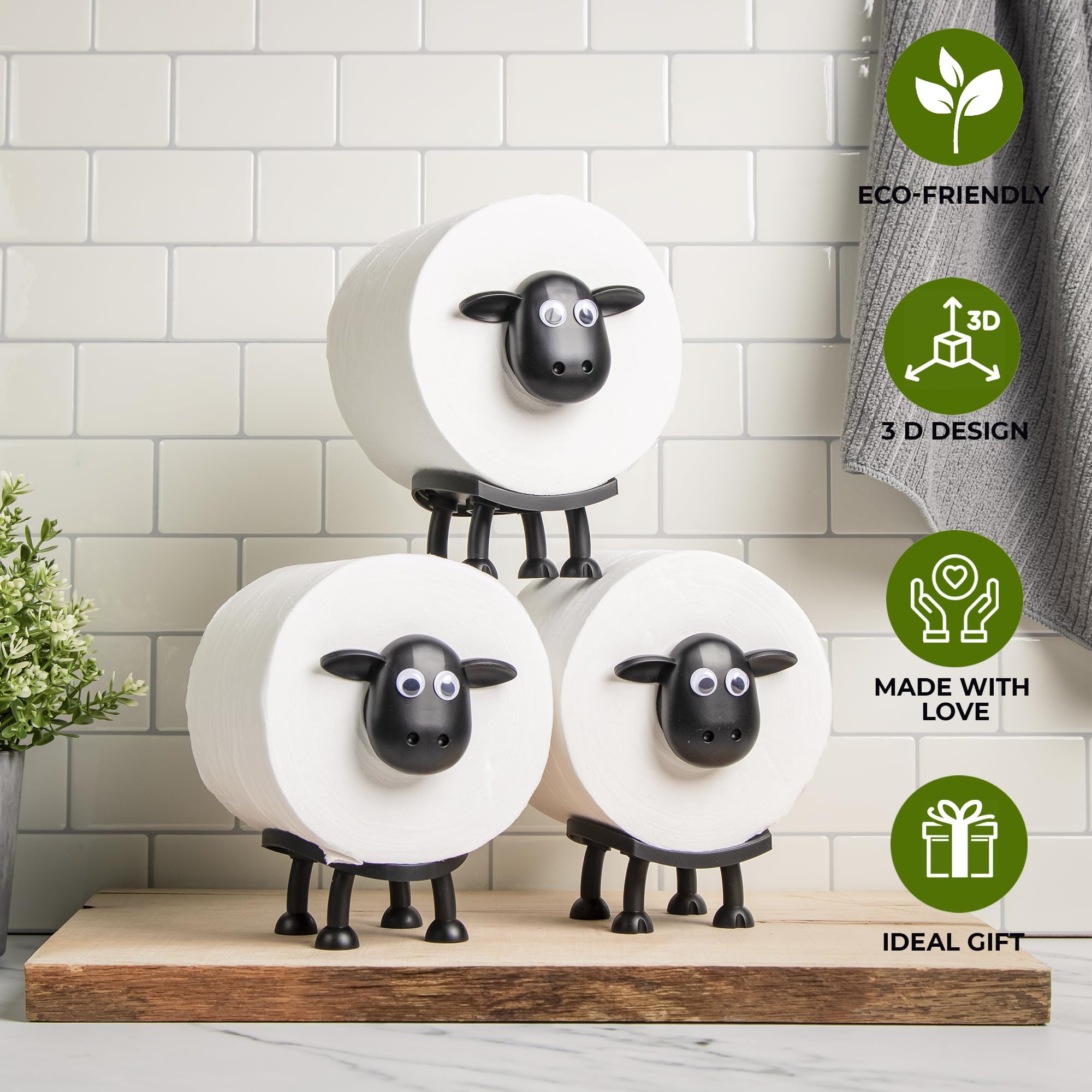 Funny Sheep Toilet Paper Holder Stand (3pcs)