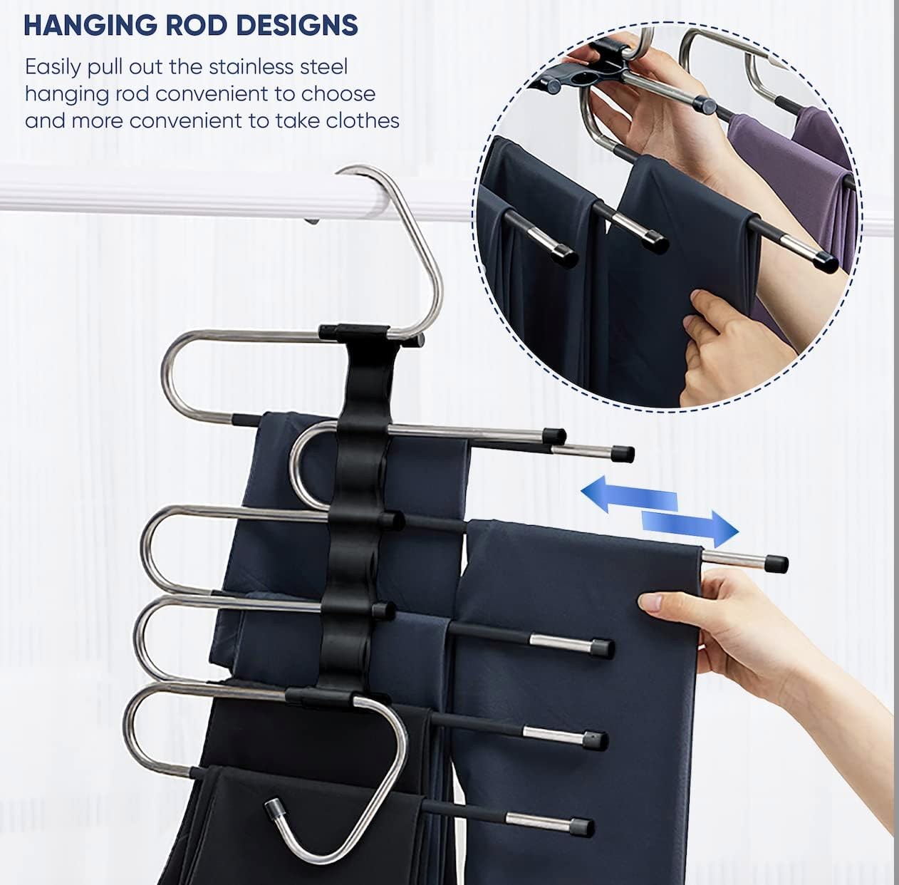 Space Saving 6 Tier Pant Hangers. Magic Pants Hangers Space Saving
