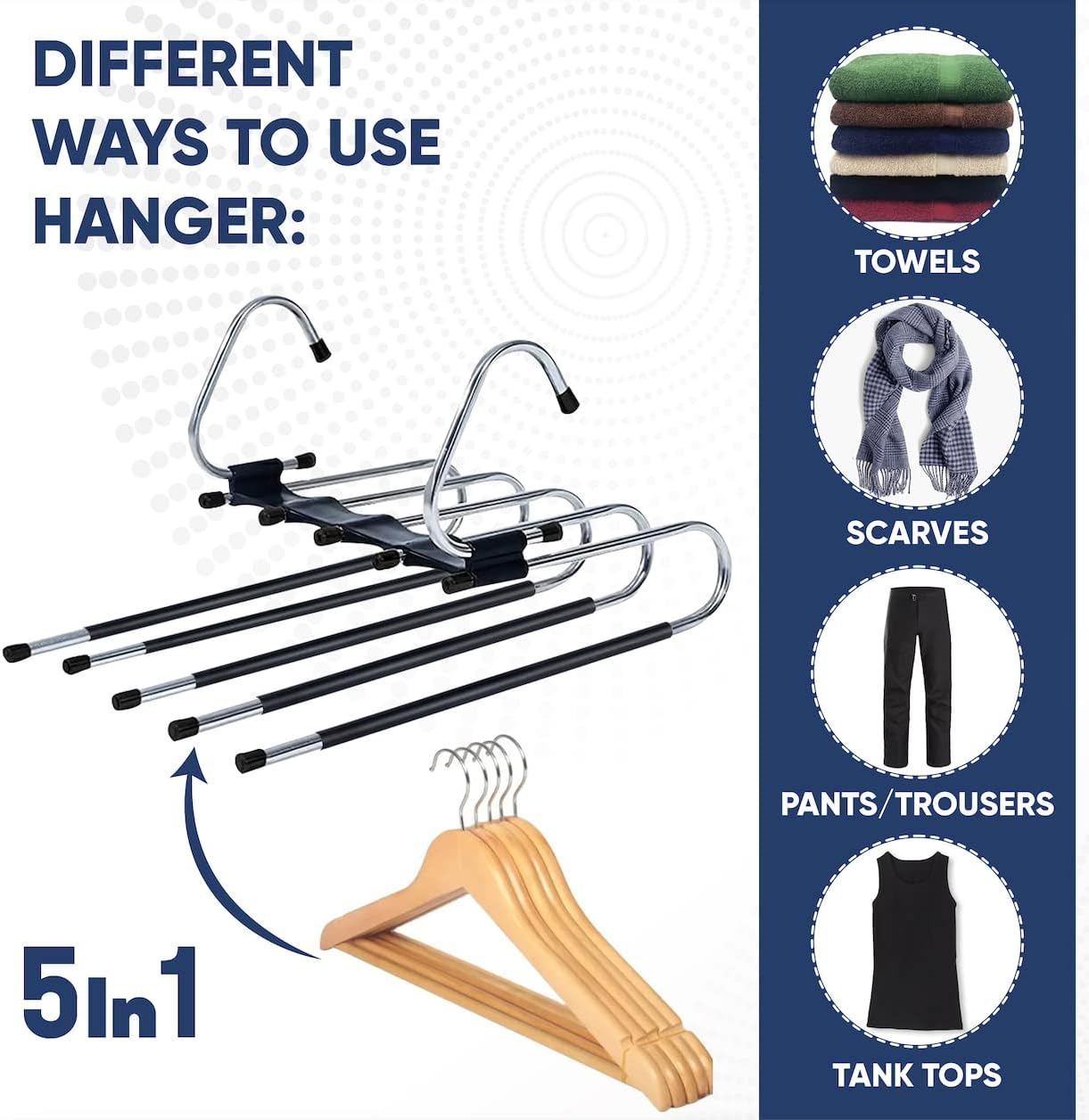 Space Saving 6 Tier Pant Hangers. Magic Pants Hangers Space Saving