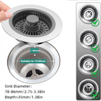 Multifunctional 3-in-1 Kitchen Sink Drain Strainer & Stopper