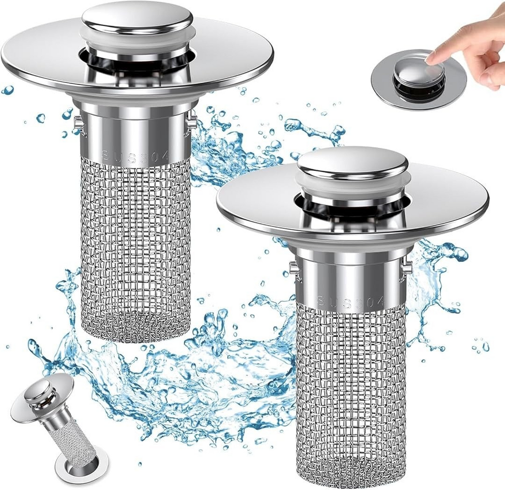Bathroom Sink Stopper & Hair Catcher (2 Pack)