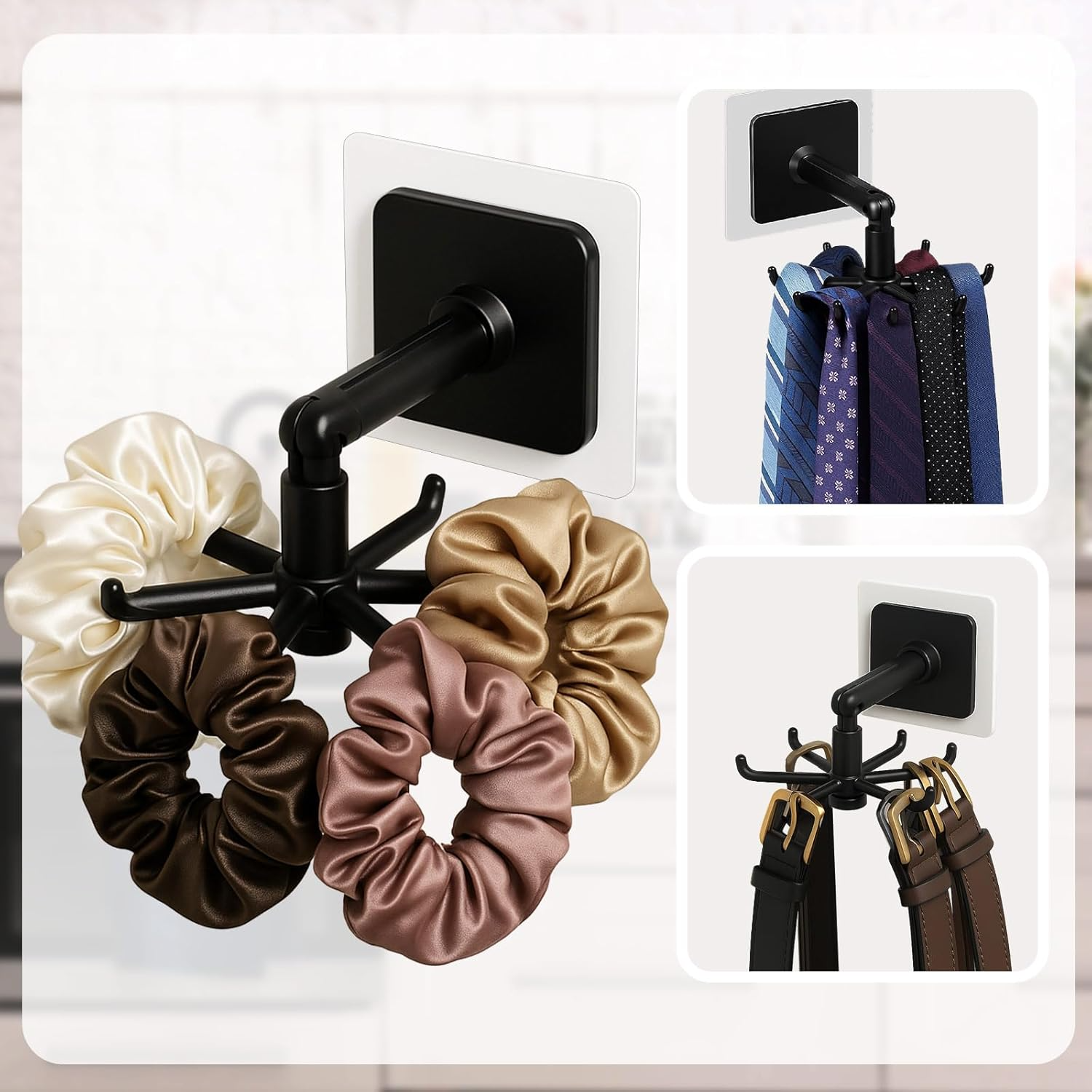 Adhesive Wall Hooks 360 Rotating Folding Hanger (4PCS)