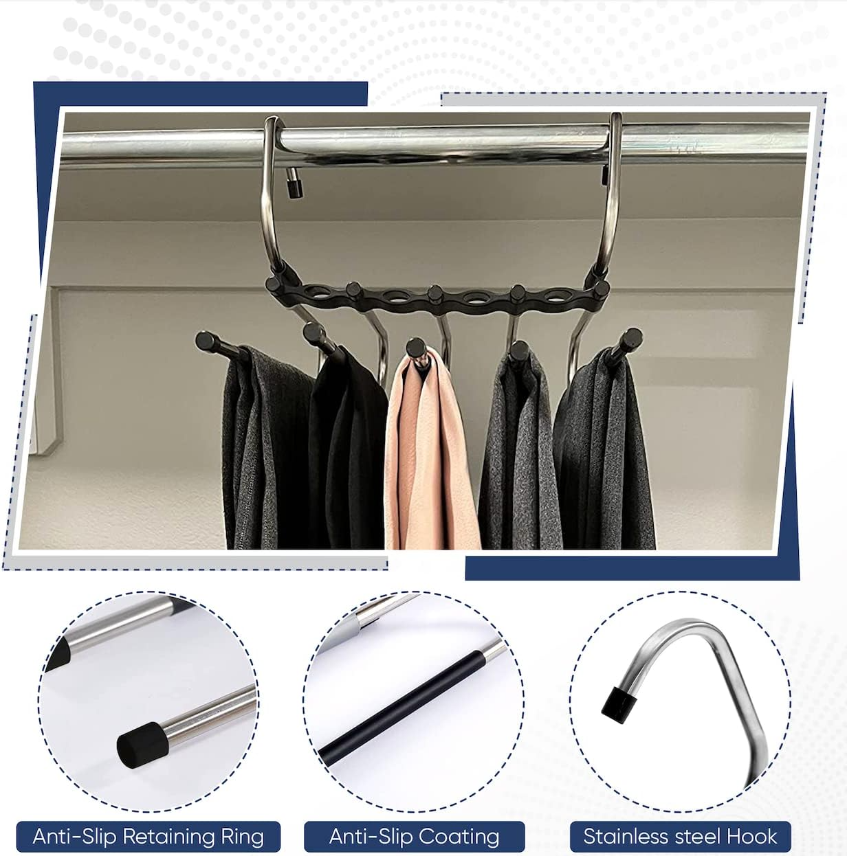 Space Saving 6 Tier Pant Hangers. Magic Pants Hangers Space Saving