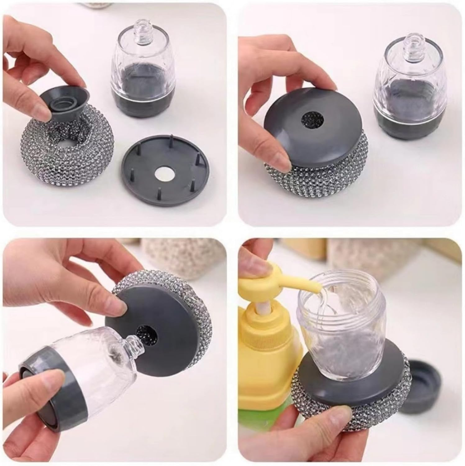 Kitchen Soap Dispensing Palm Brush 2PCS