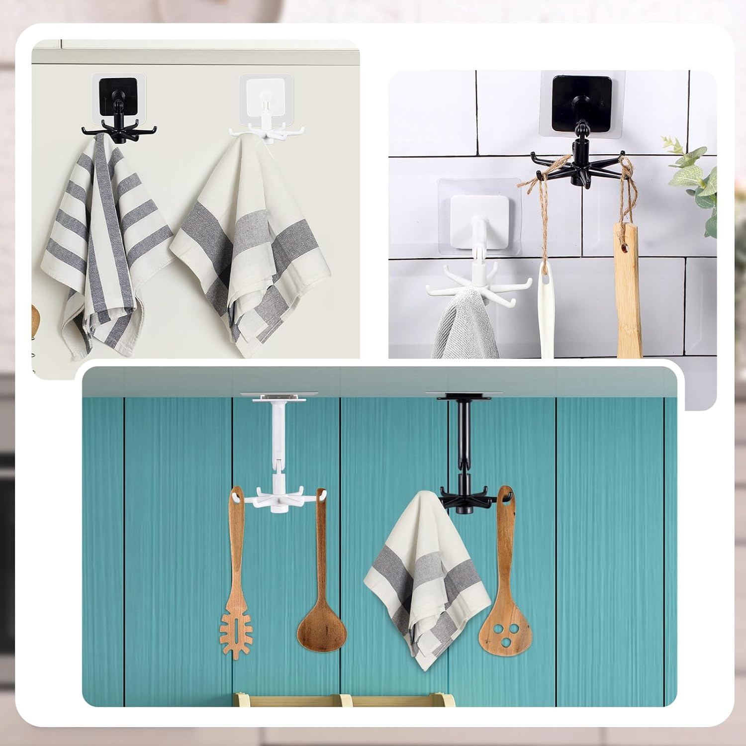 Adhesive Wall Hooks 360 Rotating Folding Hanger (4PCS)