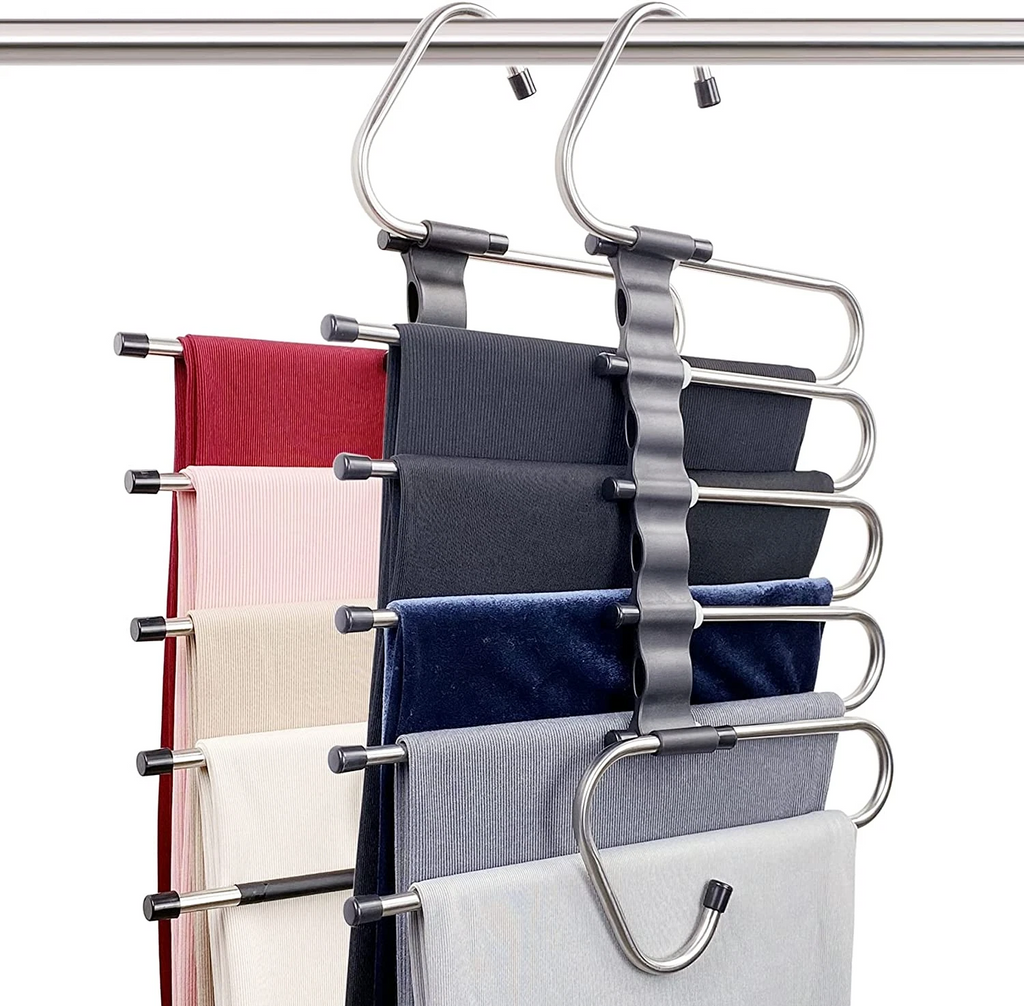 Space Saving 6 Tier Pant Hangers. Magic Pants Hangers Space Saving