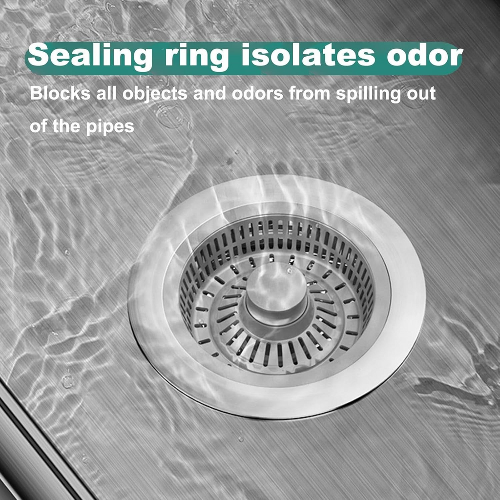 Multifunctional 3-in-1 Kitchen Sink Drain Strainer & Stopper