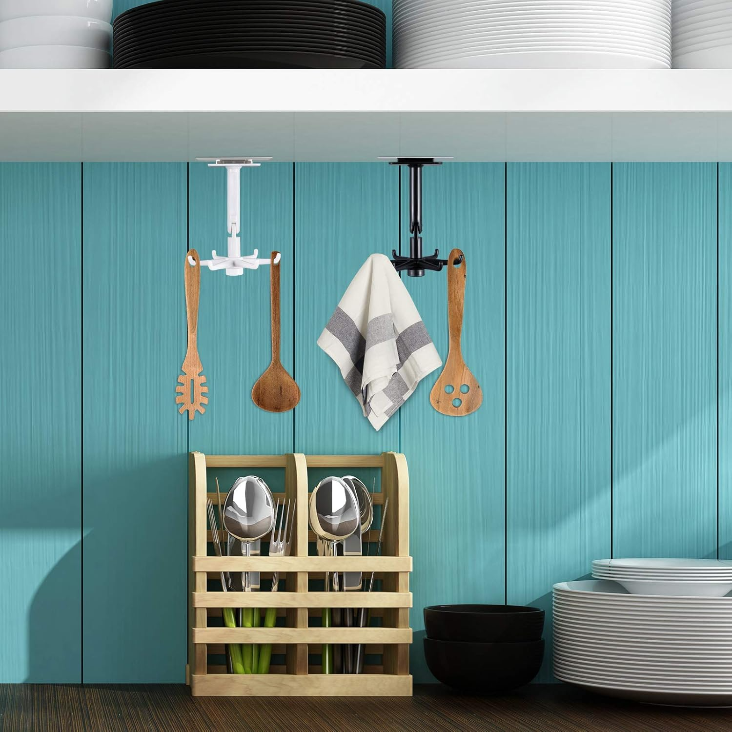 Adhesive Wall Hooks 360 Rotating Folding Hanger (4PCS)