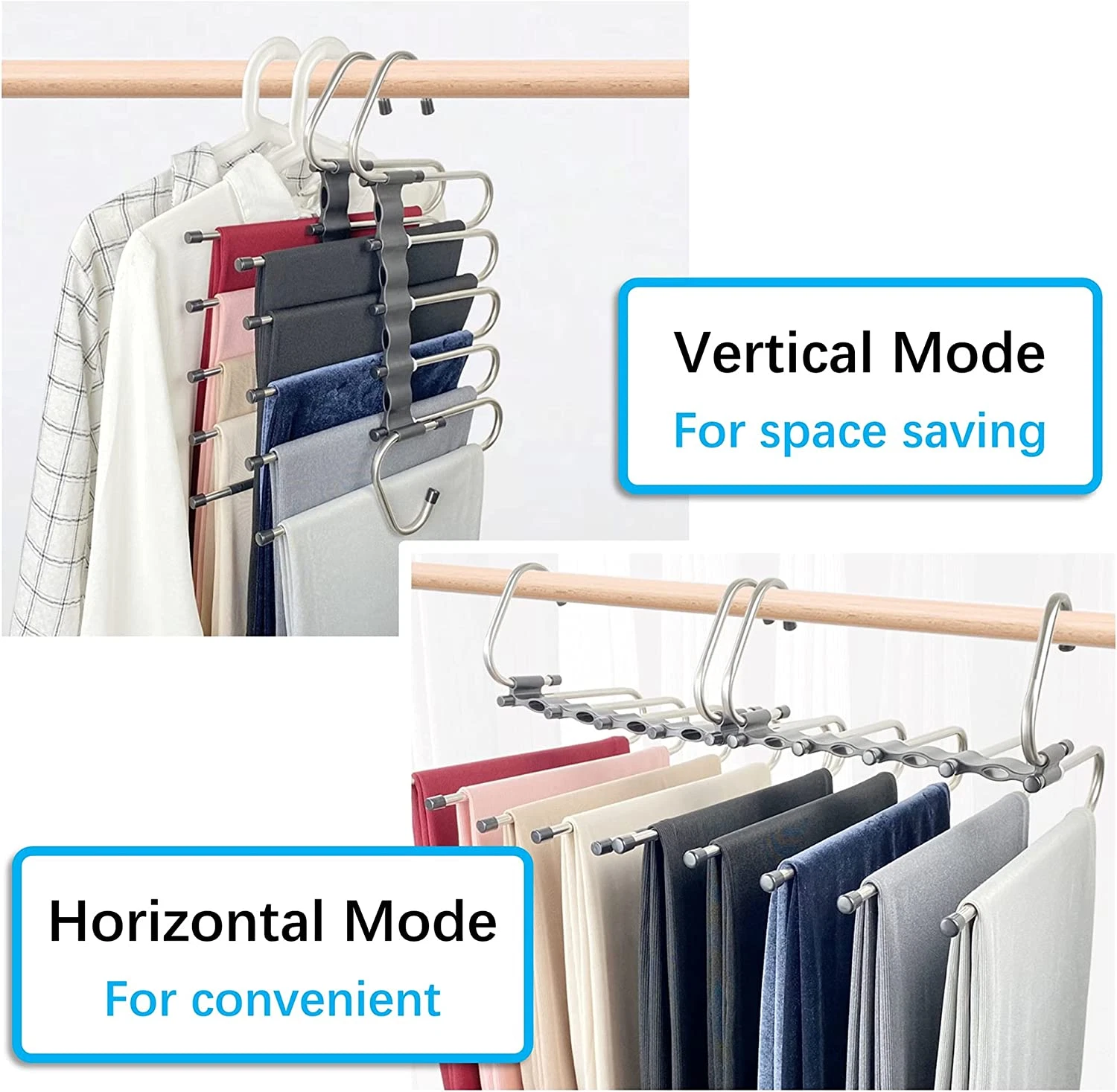 Space Saving 6 Tier Pant Hangers. Magic Pants Hangers Space Saving