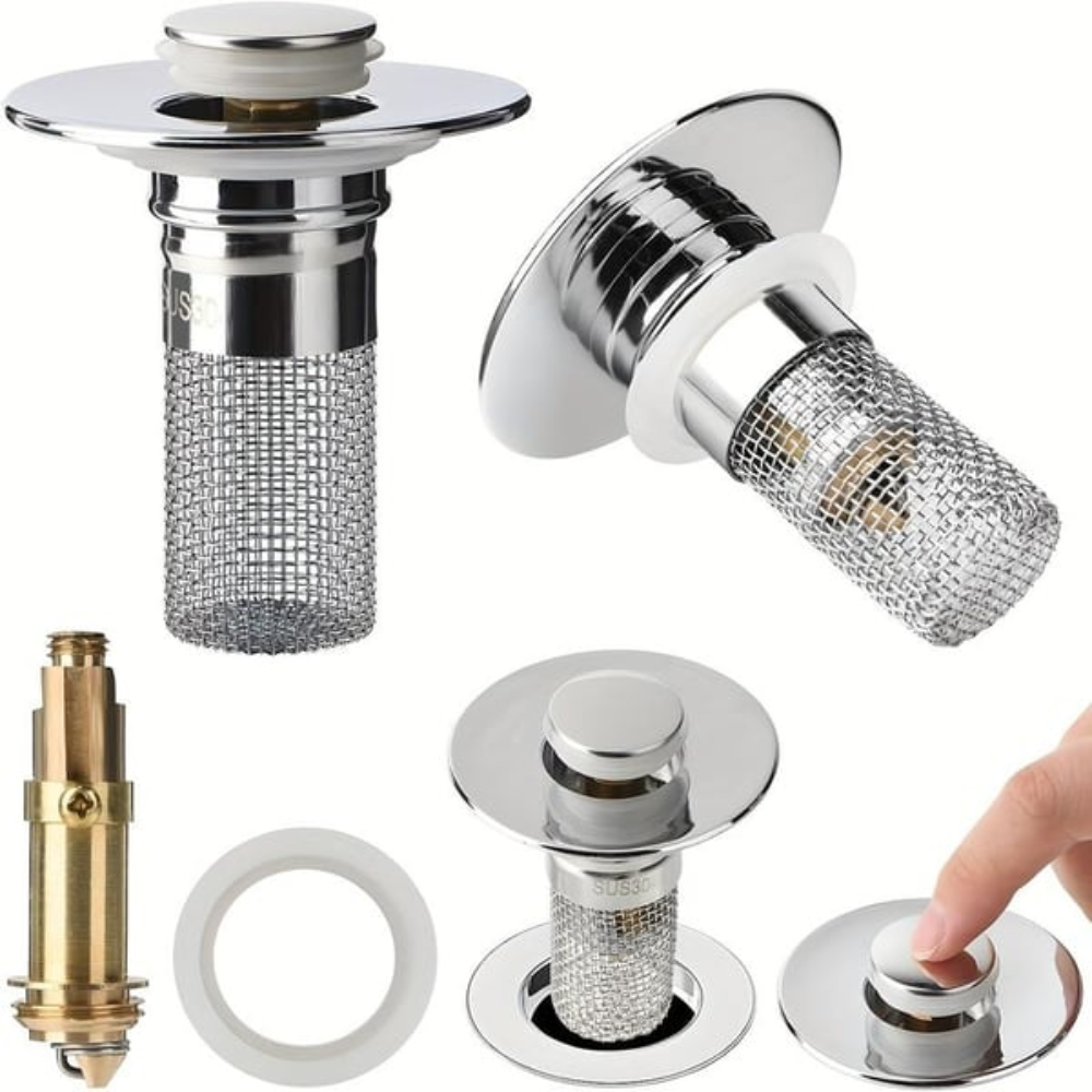 Bathroom Sink Stopper & Hair Catcher (2 Pack)