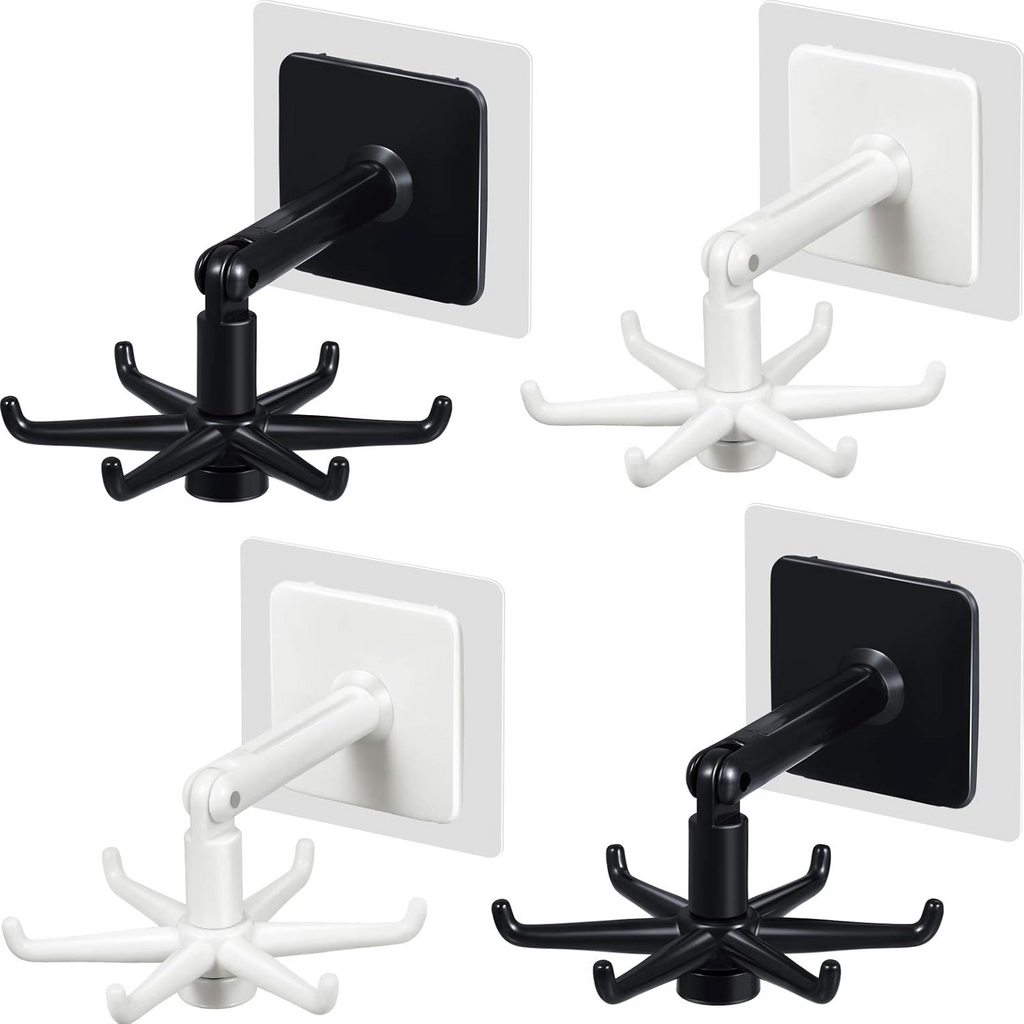 Adhesive Wall Hooks 360 Rotating Folding Hanger (4PCS)