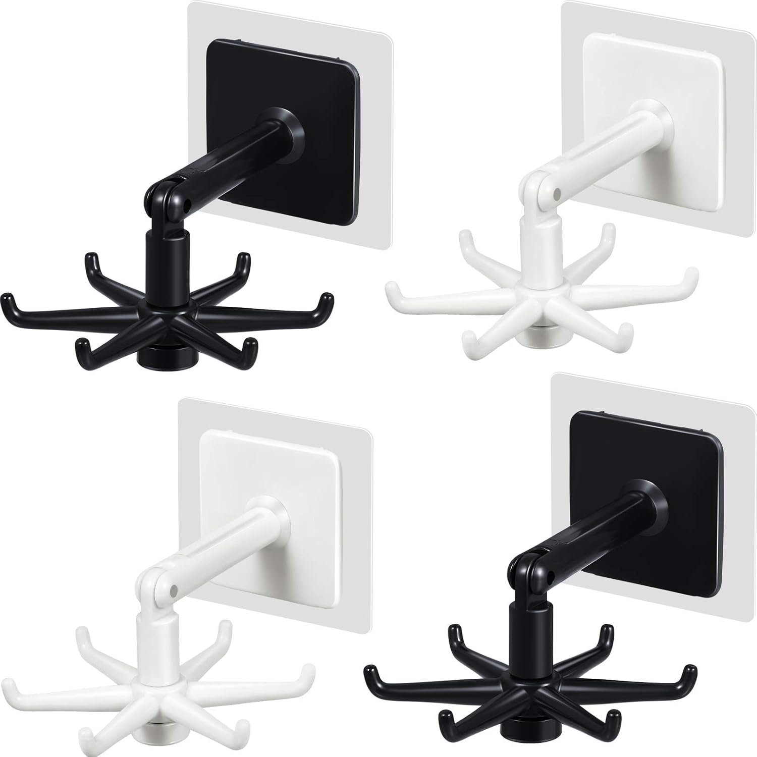 Adhesive Wall Hooks 360 Rotating Folding Hanger (4PCS)