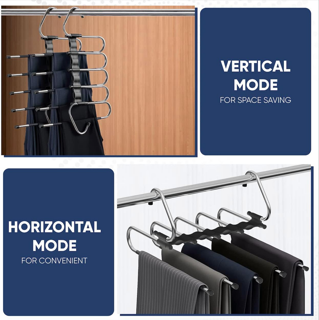 Space Saving 6 Tier Pant Hangers. Magic Pants Hangers Space Saving