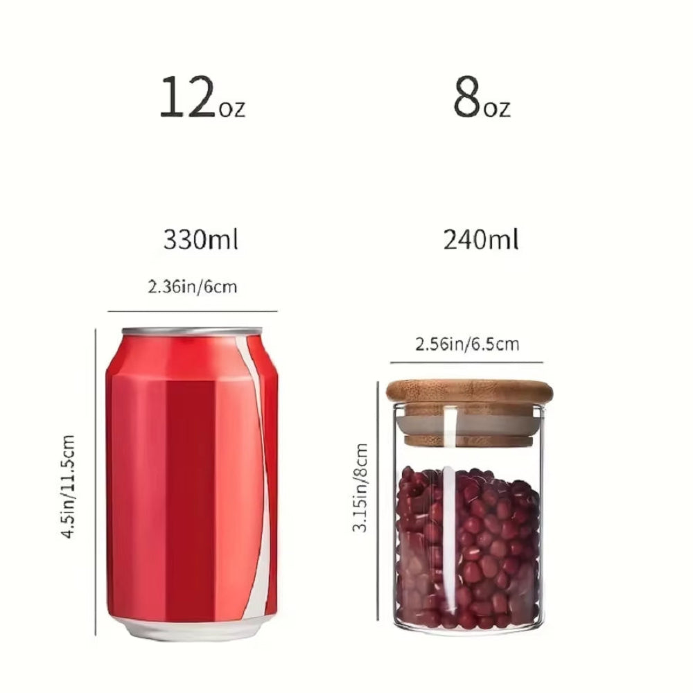 Glass Spice Jars with Bamboo Lids & Labels (12PCS)