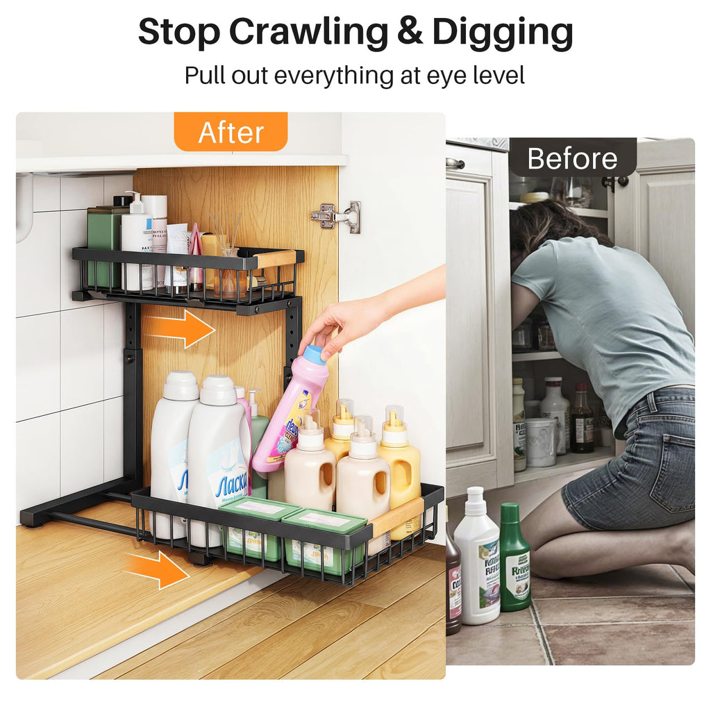 Adjustable 2 Tier Under Sink Storage Organizer