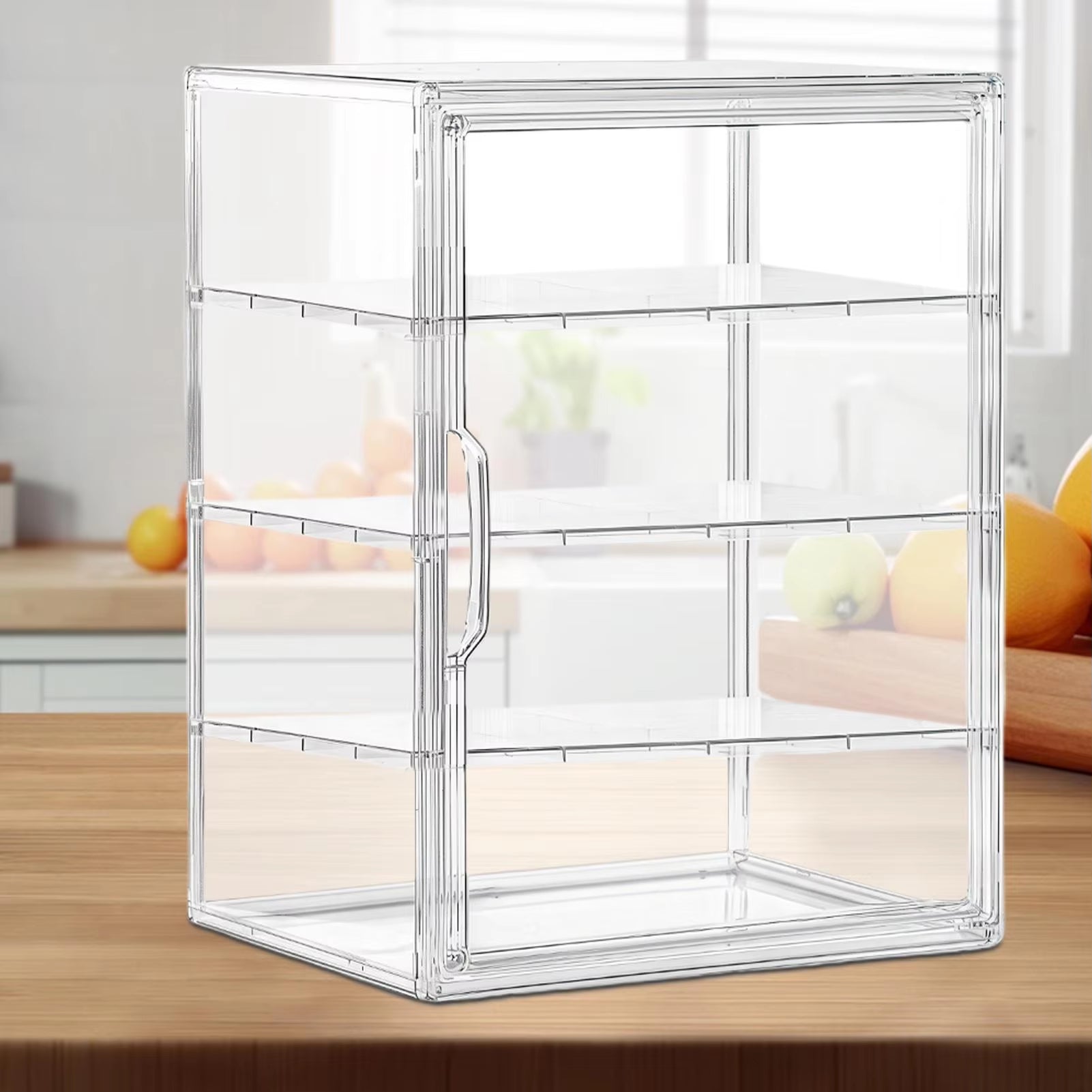 Clear 4-Tier Acrylic Bakery Display Case Bread Storage Box